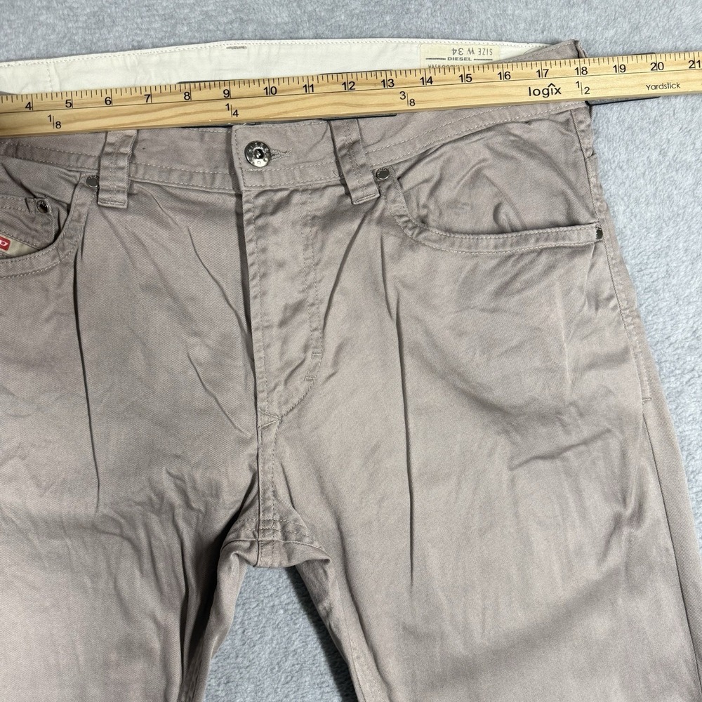 Diesel Thavar-A Chino Trousers Mens 34x29 Beige Slim Fit Stretch Khaki Pants - Picture 9 of 13